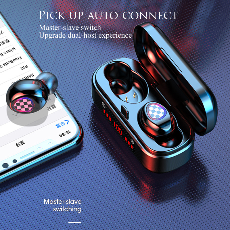 Wireless Bluetooth 5.0 earbuds binaural ultra-small TWS power display screen printing touch earphone