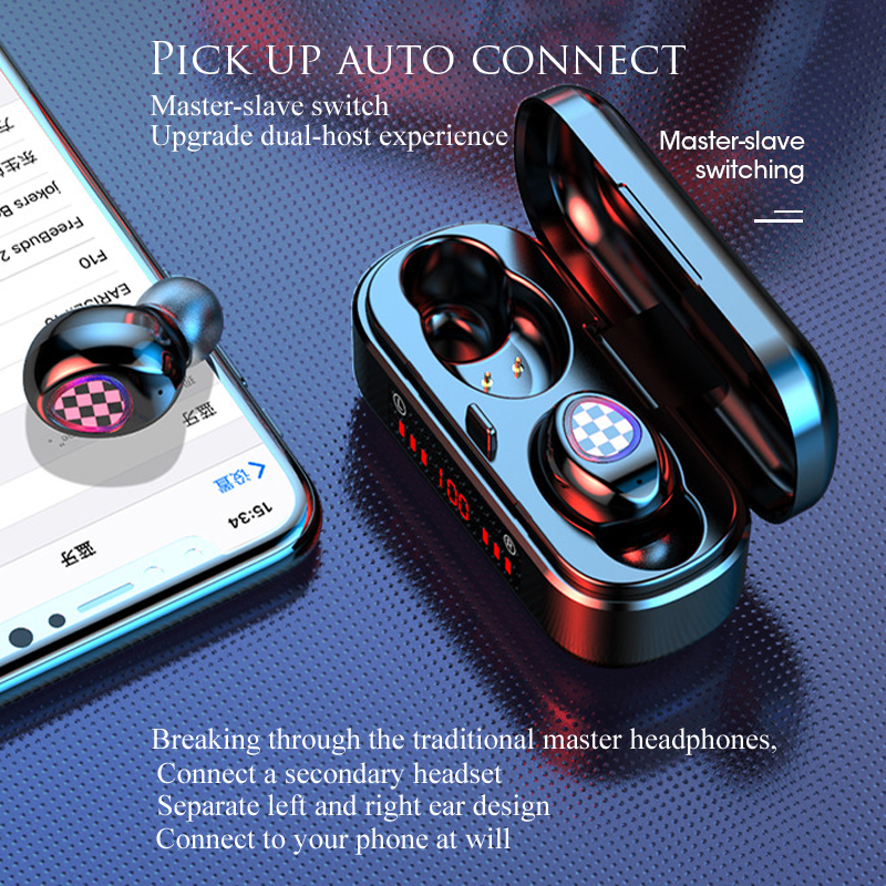 Wireless Bluetooth 5.0 earbuds binaural ultra-small TWS power display screen printing touch earphone