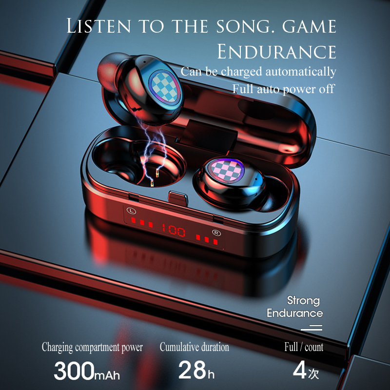 Wireless Bluetooth 5.0 earbuds binaural ultra-small TWS power display screen printing touch earphone