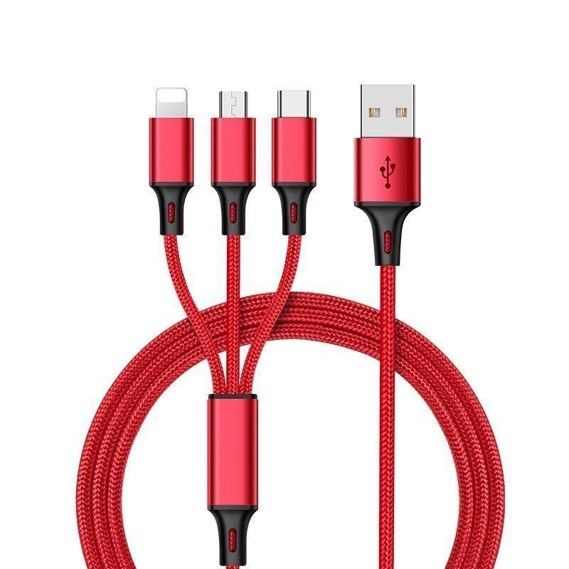 3-in-1data cable High-snylon braid suitable for Apple Android type-c three-in-one Fast charge cable