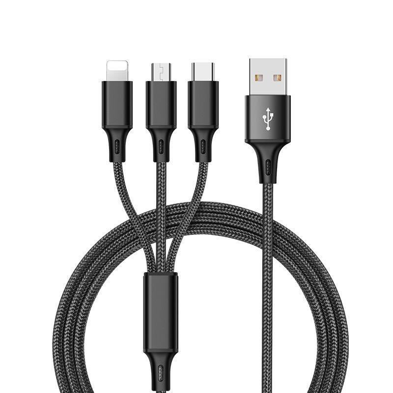 3-in-1data cable High-snylon braid suitable for Apple Android type-c three-in-one Fast charge cable