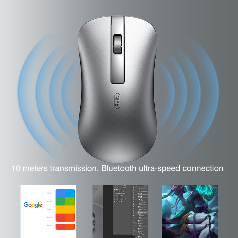 Aluminum alloy Bluetooth wireless mouse 2.4G charging mute cute notebook, desktop computer universal