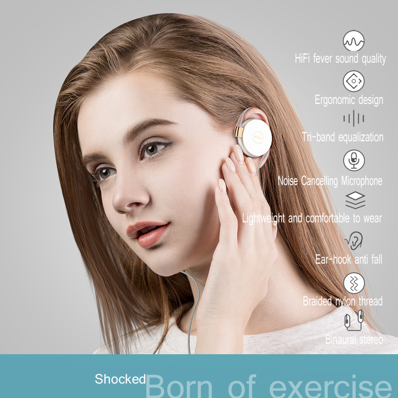 New ear-hook earphones sports wired music with microphone computer phone earset