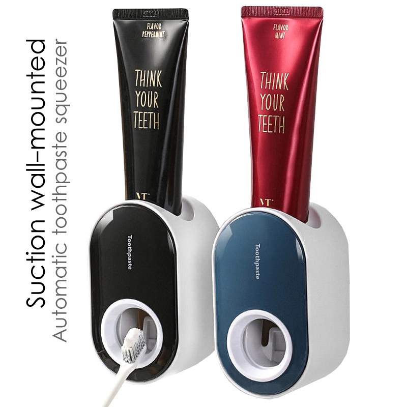 Automatic toothpaste squeezer suction wall-mounted dental rack without punching