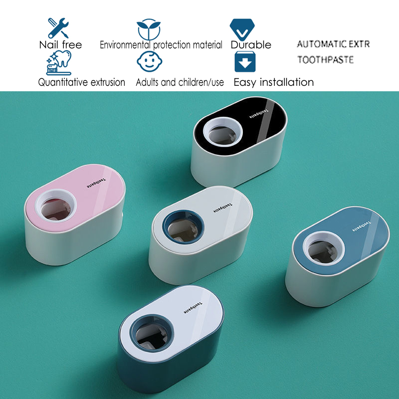 Automatic toothpaste squeezer suction wall-mounted dental rack without punching