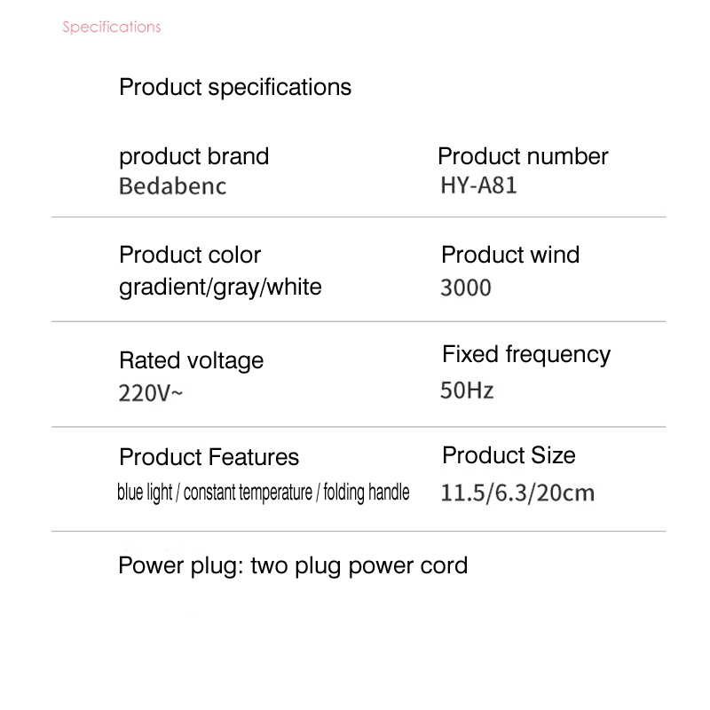 New fashion net red folding hair dryer, hair dryer negative ion hair dryer household appliances