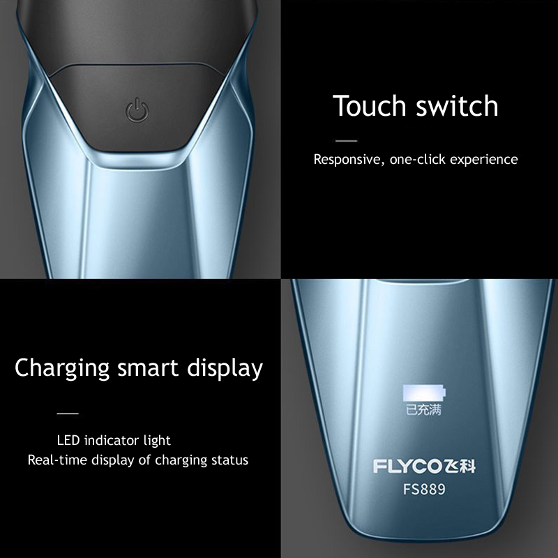 【Andybbyyf】Men&apos;s Electric Shaver Genuine FLYCO Shaver Type-C Smart Rechargeable Beard Machine