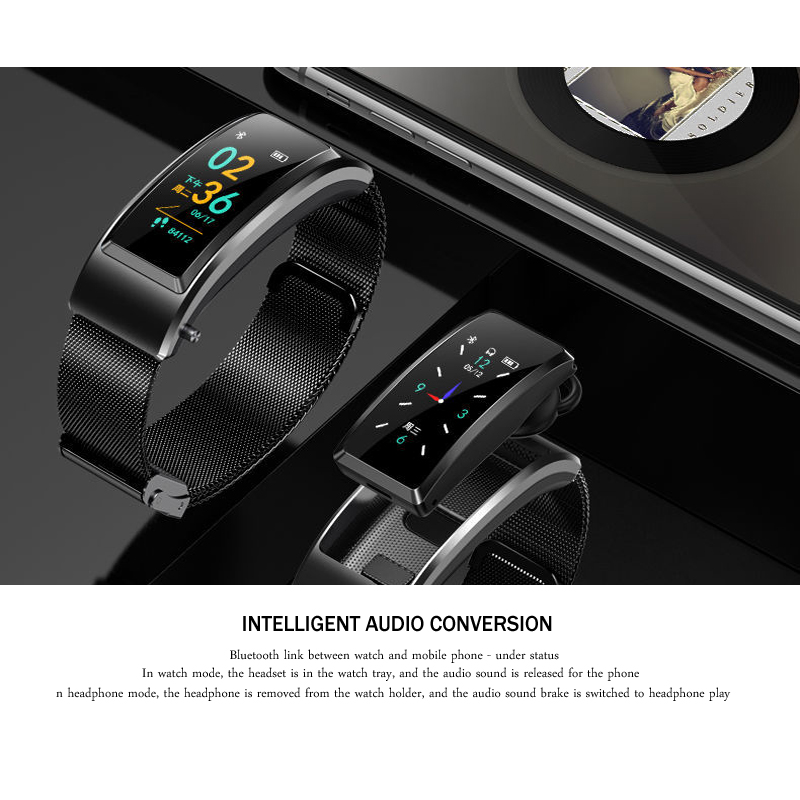 【Andybbyyf】Color screen can answer the phone Bluetooth ear smart bracelet sports multifunctional call two-in-one separated watch