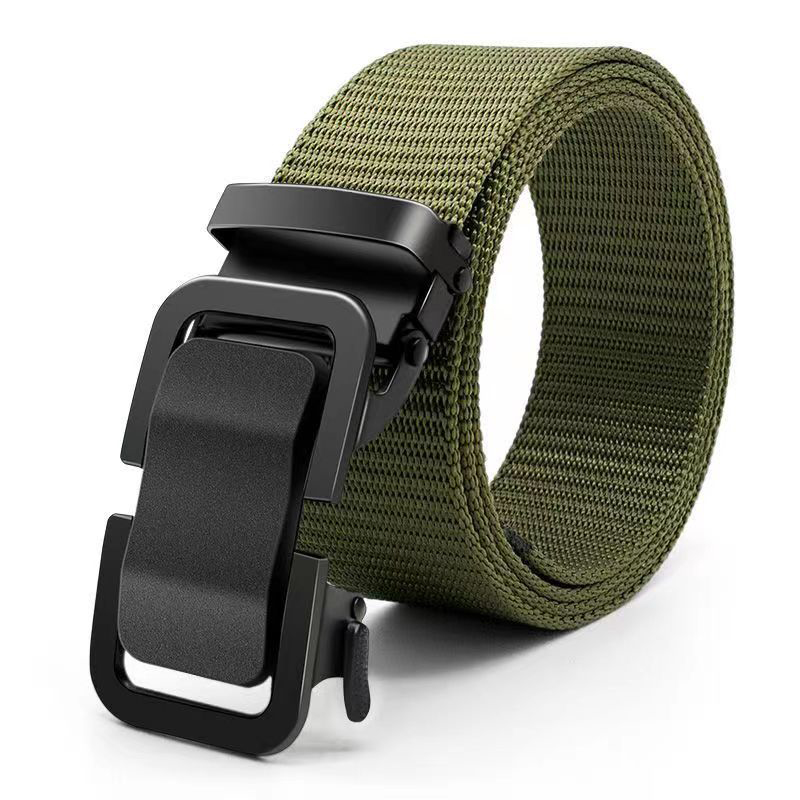 【Andybbyyf】Automatic buckle Belt Men's canvas Belt Business Casual Jeans with Tactical Outdoor Casual Military training belt