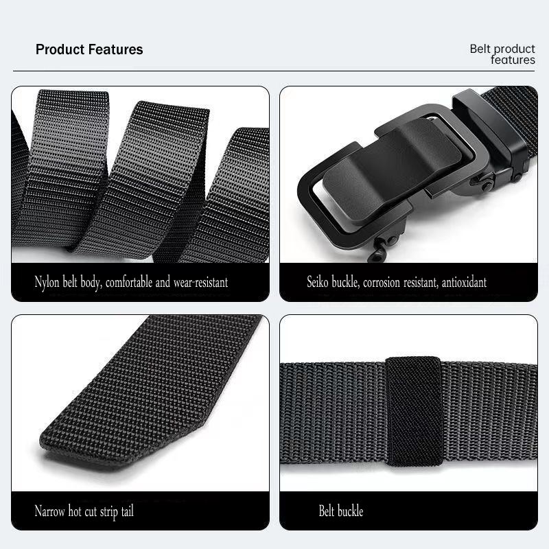 【Andybbyyf】Automatic buckle Belt Men's canvas Belt Business Casual Jeans with Tactical Outdoor Casual Military training belt