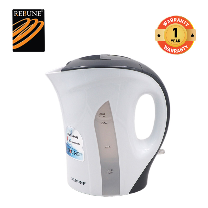 【Promotion】 Rebune  RE-1-106 1.7L High quality Cordless Stainless Steel Electric Kettle - 1.7L Power Off & Boil-Dry Protection White