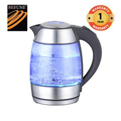 Rebune RE-1-107 1.8L Cordless Glass Electronic Kettle Stainless Steel heating Silver