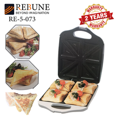 (Limited Offer) Rebune 2 Slice Sandwich maker ,Bread Toaster & Pancake, Toasters & Sandwich makers RE-5-073 Non-Stick Coating with Grill Black White RE-5-072 750w