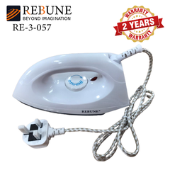 ( New Arrival ) Rebune 1200W Electric Dry Iron RE-3-057 Swivel cord Non-Stick coating soleplate Ironing White White RE-3-057 1200w