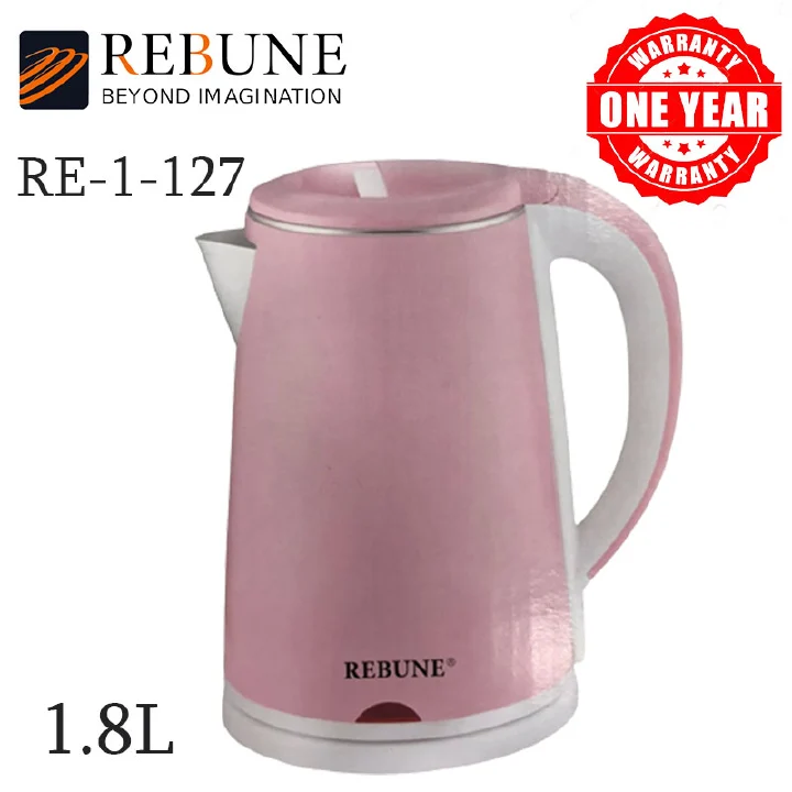 【Special Offers】 Rebune RE-1-127  1.8L Cordless  Electric Kettle  Appliance boiling water automatic pink with 1 year warranty water heater electronics and appliances kitchen