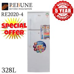 【Special Offer】5 YEARS Rebune RE2020-4  2 Door Direct Cool Fridge - 328 Liters Refrigerators Home Improvement with 5 Years Warranty White 328L RE-2020-4 1000w