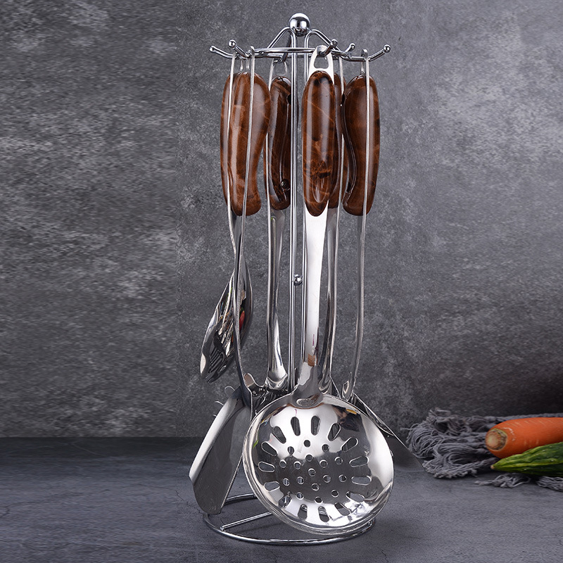 Stainless steel spoon set (comes with stand) Silver 7PC