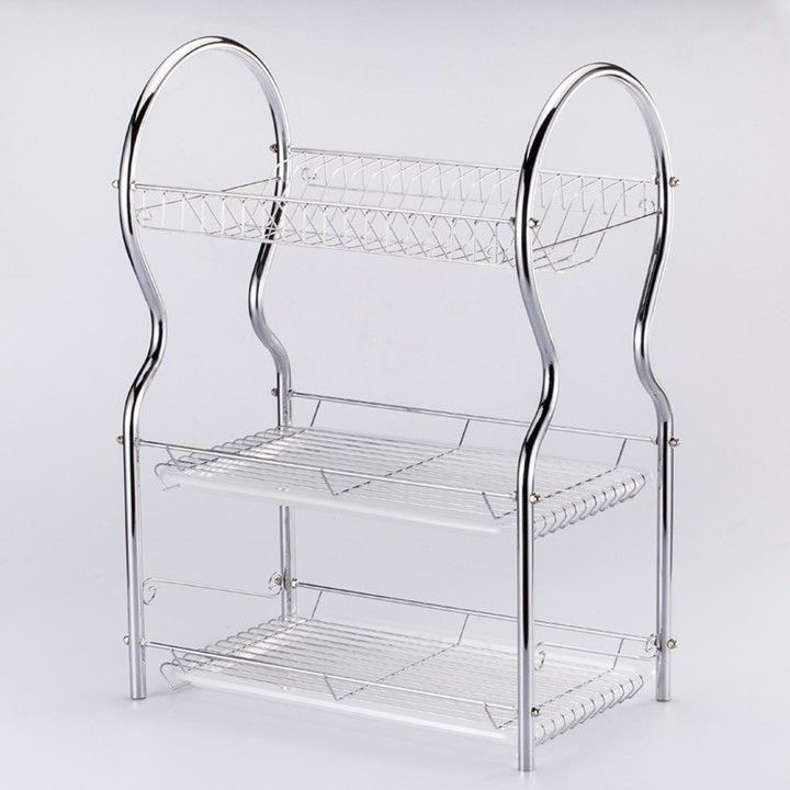 3 Tier Dish Rack / Utensils Rack Stainless Steel with Drain Board silver silver 3 Tier Silver 3 TIER