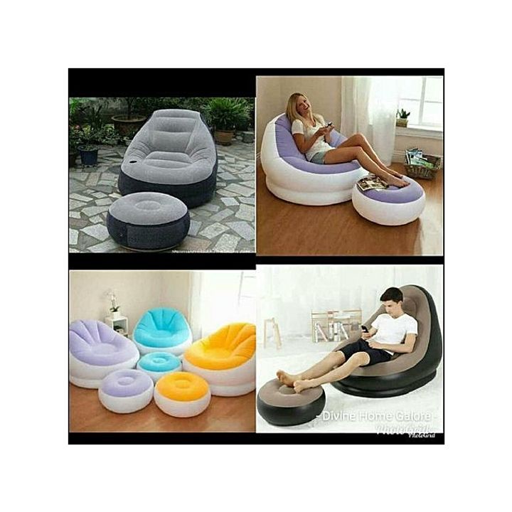 Soft Inflatable seat with foot rest and a pump