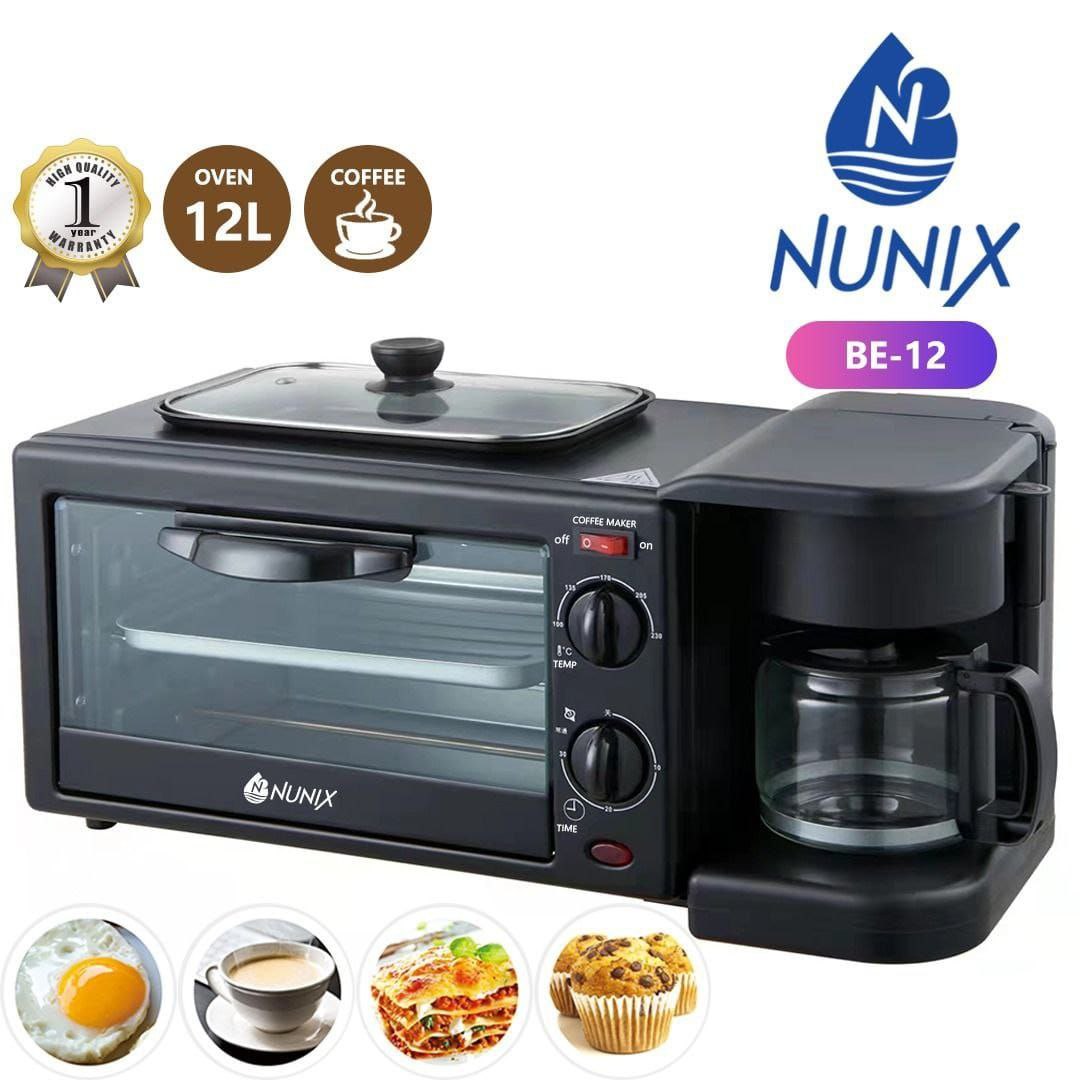 3 IN 1 Nunix Breakfast Maker Coffee maker 12 L Oven and grill Black 3 IN 1