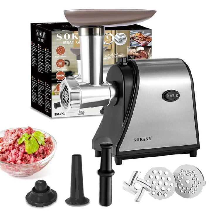 SK-093 Sokany meat mincer 1500Watts Powerful Meat Grinder 2 Grind Plates Sausage Stuffer Multifunction Stainless Steel Meat Mincer SK-093 Electric meat grinder