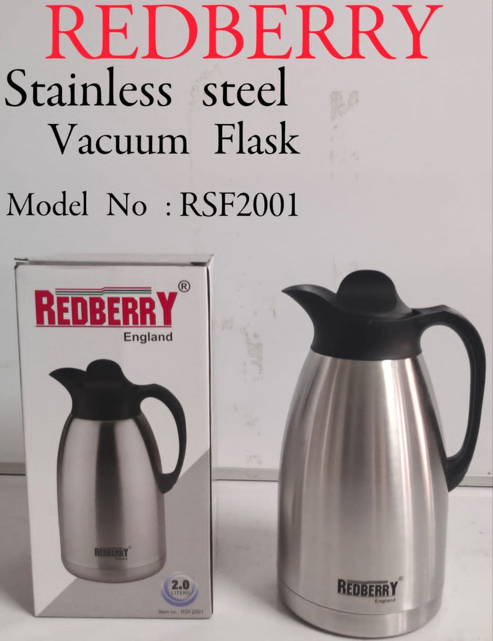 double layer hot / cold unbreakable  2L Redberry Vacuum Thermos Flask double layer