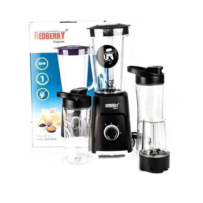 RB-134 4 In 1 Redberry  Blender 300W With 1Litre unbreakable plastic blender