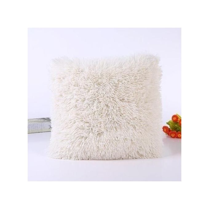 Decorative Fluffy Plush Throw Pillow Case Cushion Covers White Standard Maroon standard  fluffy throw pillow cases cushion