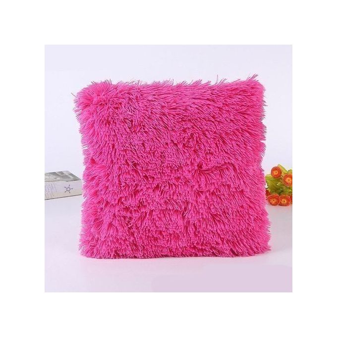 Decorative Fluffy Plush Throw Pillow Case Cushion Covers White Standard Maroon standard  fluffy throw pillow cases cushion