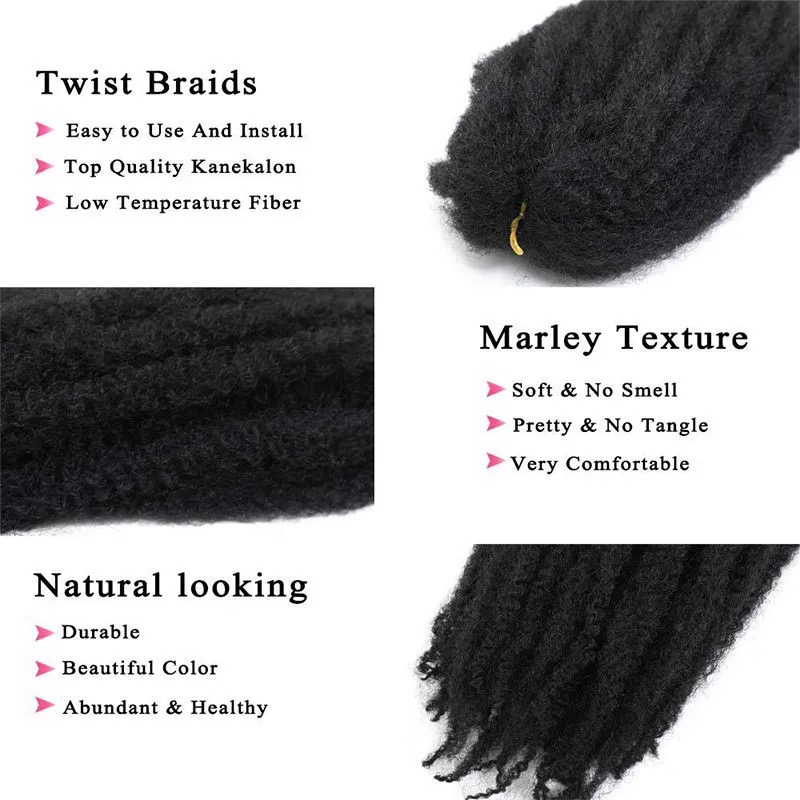 24inch Marley Braids Crochet Hair Twist Box Extensions Women