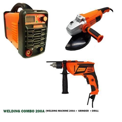 Welding Combo Set: 200Amps Welding Machine + 230mm Angle Grinder +13mm Drill