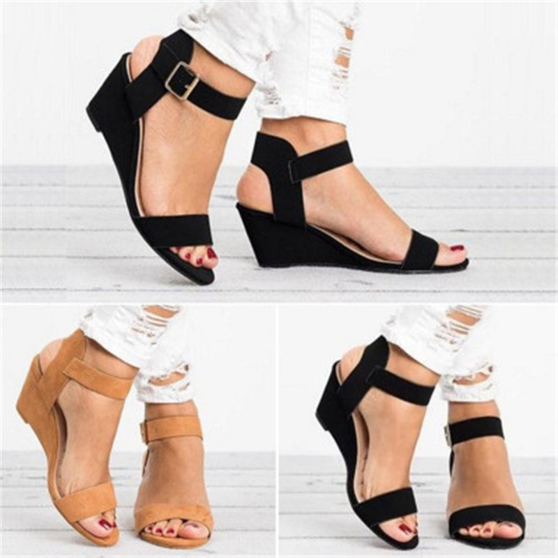 Women  High Heel Sandals  Shoes with Wedges Buckle Sandals slippers ladies  Sandals &amp; Flip Flops