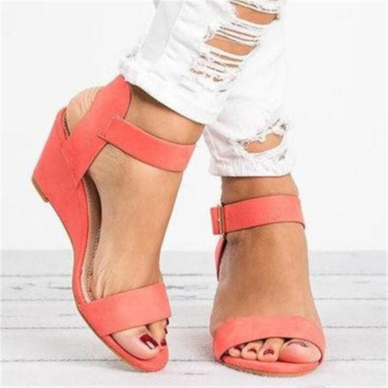 Women  High Heel Sandals  Shoes with Wedges Buckle Sandals slippers ladies  Sandals &amp; Flip Flops