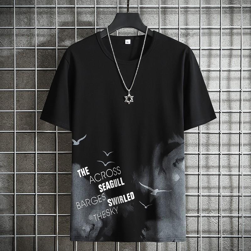 Short sleeve t-shirt men's loose student half sleeve men's fashion brand T-shirts & Polos