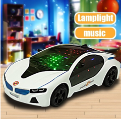 3D LED Flashing Light Car Toys Music Sound Electric Toy Cars Kids Children boy girl toys White one size