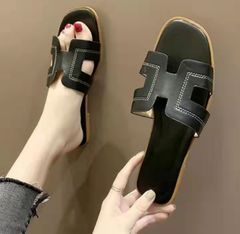 Ladies wear new flat beach shoes sandals slippers women shoes Black 39