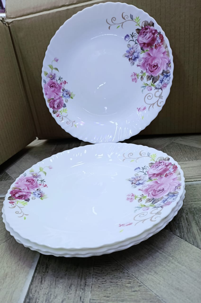 Opal glass 10 inches dinner plates and soup plates dinner set plate available in 4 designs