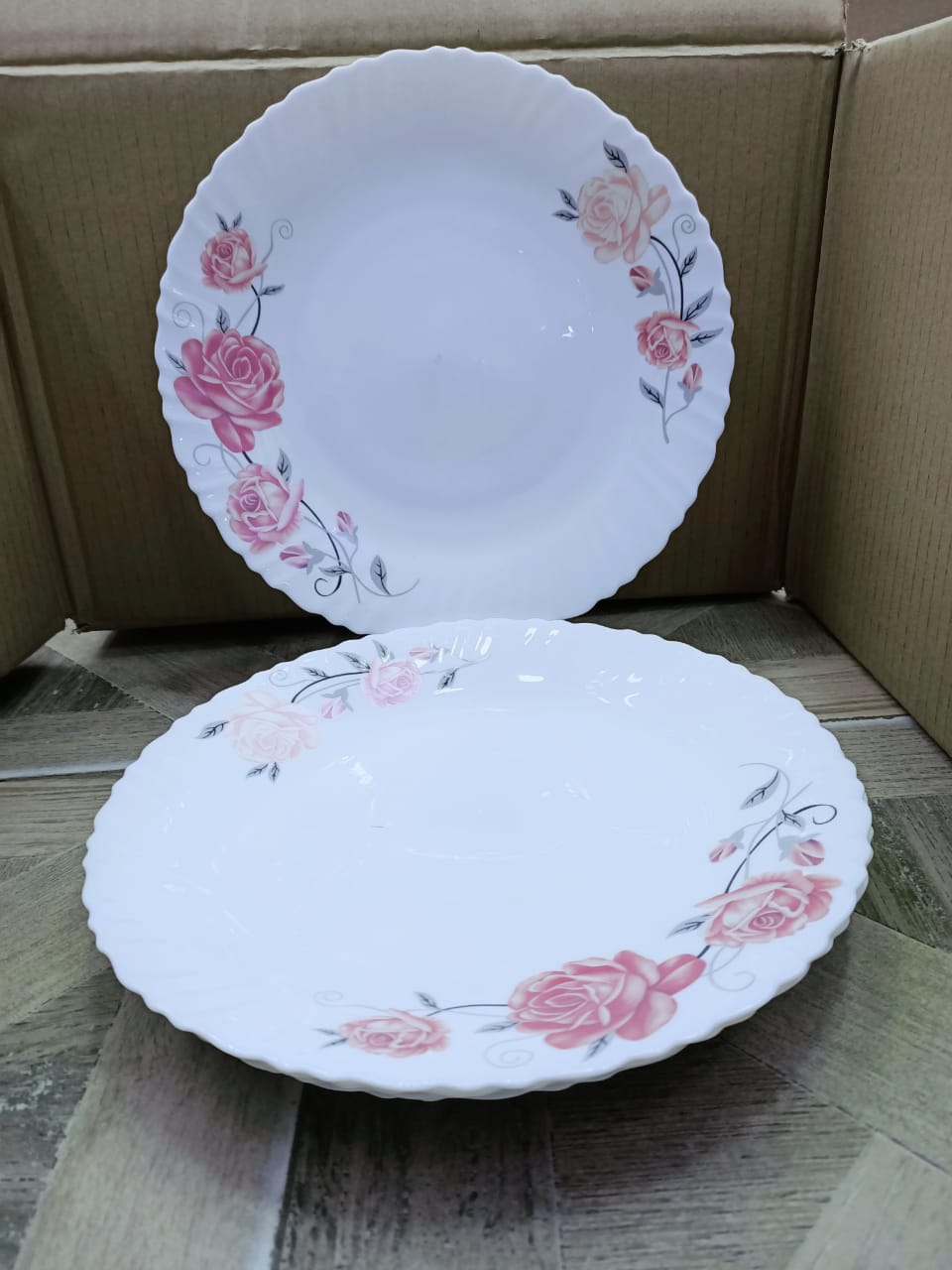 Opal glass 10 inches dinner plates and soup plates dinner set plate available in 4 designs