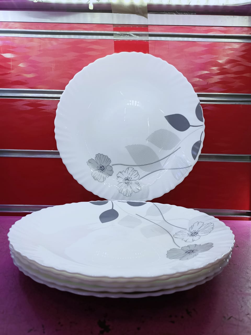 Opal glass 10 inches dinner plates and soup plates dinner set plate available in 4 designs