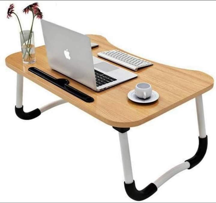 Multi-purpose foldable portable laptop desk with (cup slot+tablet slot)