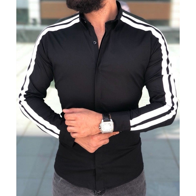 Plain Men Formal Shirts Business Dress Wedding Long Sleeve Slim Fit Top Shirts