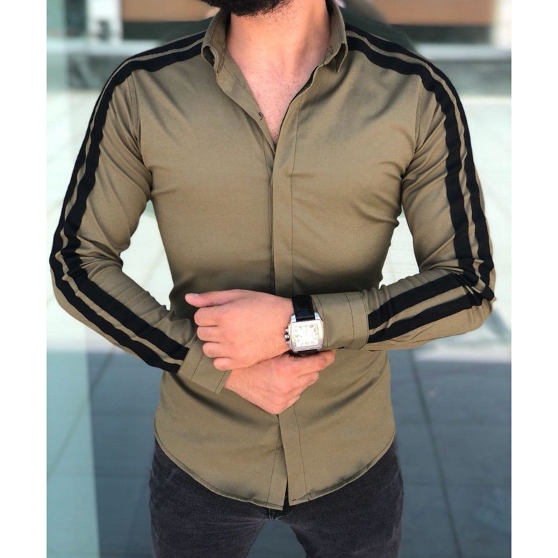 Plain Men Formal Shirts Business Dress Wedding Long Sleeve Slim Fit Top Shirts