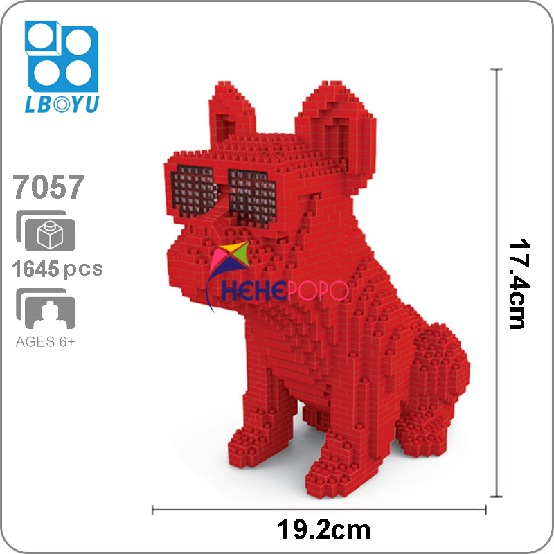 1600pcs+ Fashion Bull Dog Building Block 7057 7058 Eyeglasses Animal Action Figures & Statues