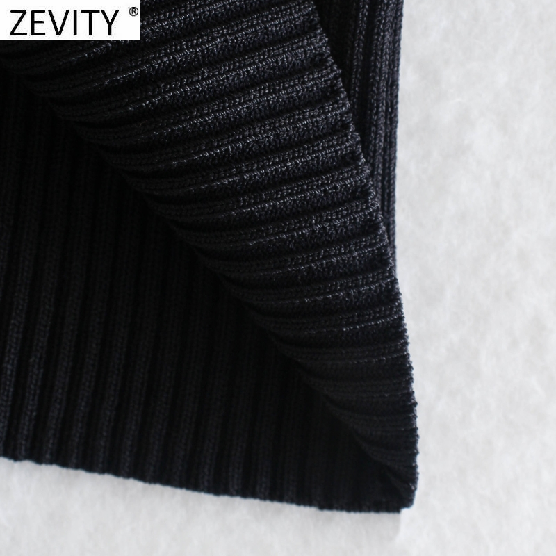 Zevity New Women Chic Sexy Cross Strap Black Knitting Camis Tank High Street Ladies Tops