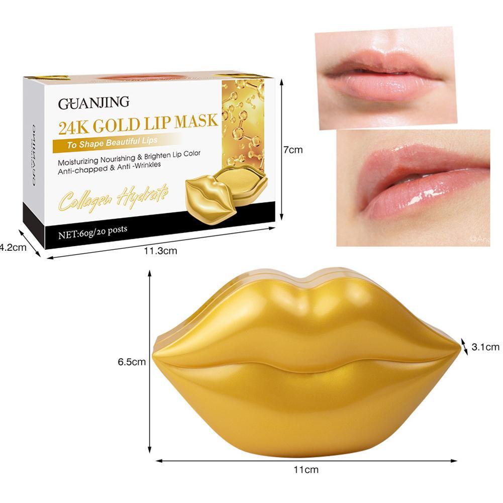 20pcs/box 24k Gold Lip Masks Pads Anti Ageing Moisture Essence Gel Patch Lips Care Accessories