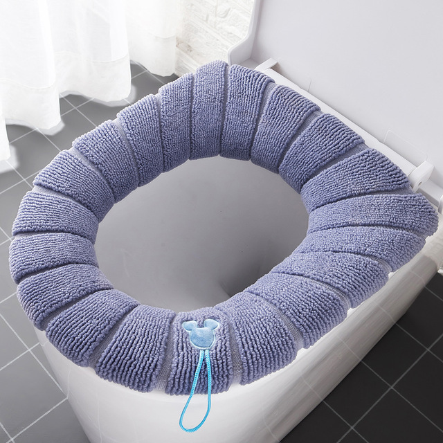 Winter Warm Toilet Seat Cover Closestool Mat 1Pcs Washable Bathroom Accessories Knitting Pure Color Soft Bathroom Products