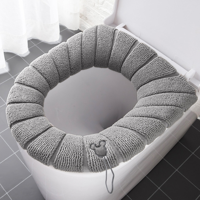 Winter Warm Toilet Seat Cover Closestool Mat 1Pcs Washable Bathroom Accessories Knitting Pure Color Soft Bathroom Products