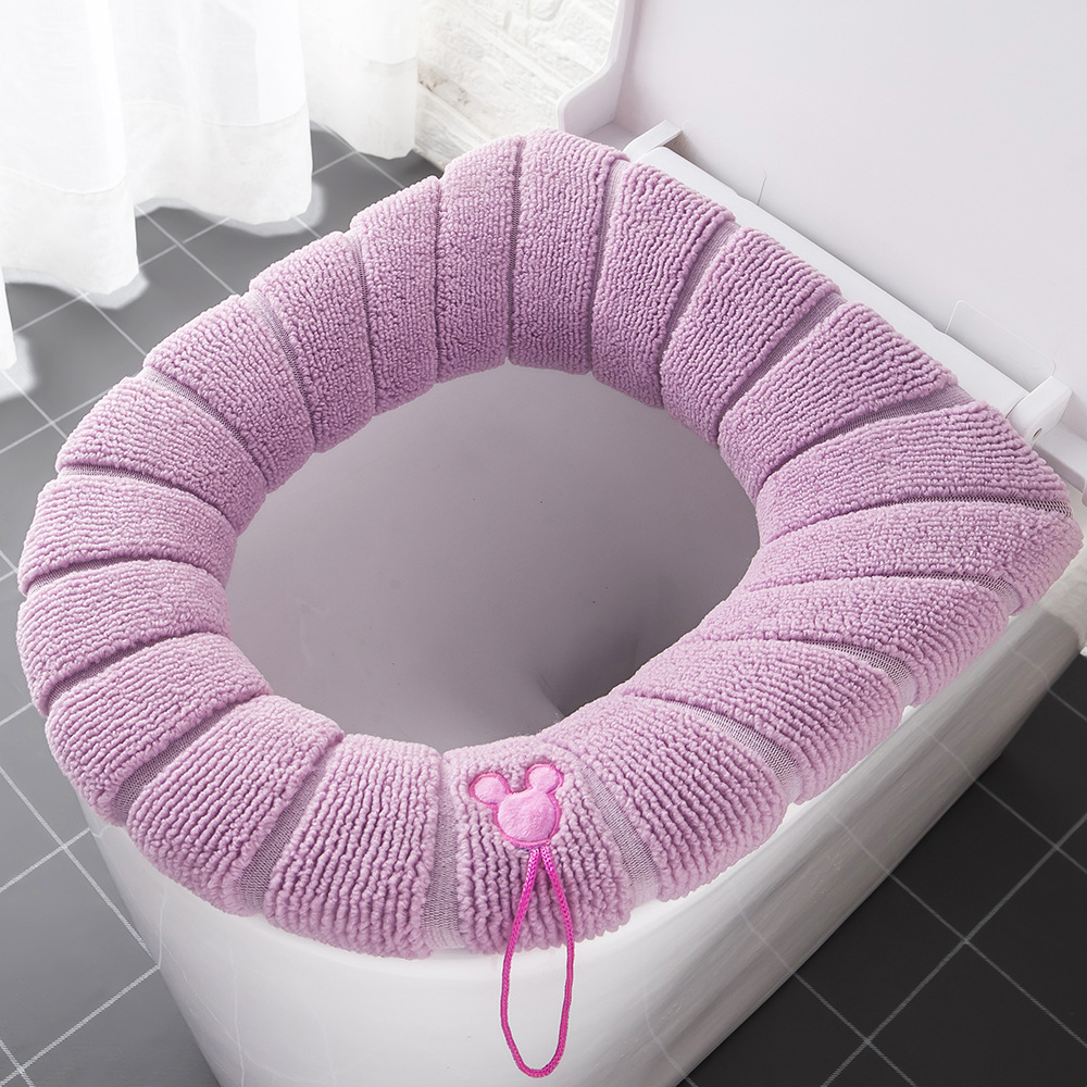Winter Warm Toilet Seat Cover Closestool Mat 1Pcs Washable Bathroom Accessories Knitting Pure Color Soft Bathroom Products