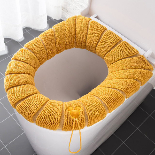 Winter Warm Toilet Seat Cover Closestool Mat 1Pcs Washable Bathroom Accessories Knitting Pure Color Soft Bathroom Products