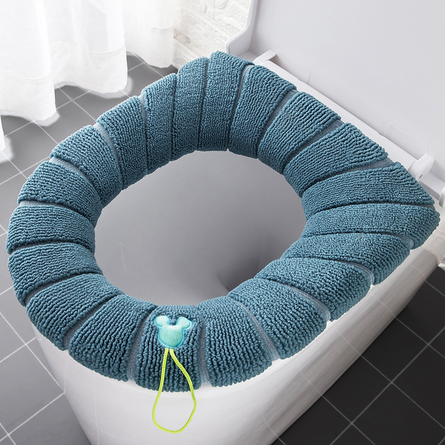 Winter Warm Toilet Seat Cover Closestool Mat 1Pcs Washable Bathroom Accessories Knitting Pure Color Soft Bathroom Products